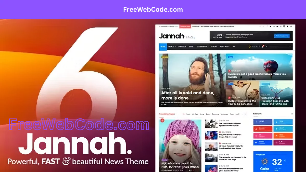 FreeWebCode - Jannah Theme – Newspaper Magazine News BuddyPress AMP v6.3.0 Free Download