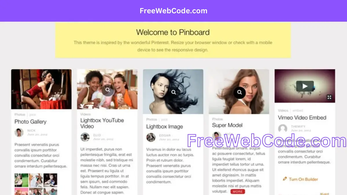 Themify Pinboard WordPress Theme - FreeWebCode.com